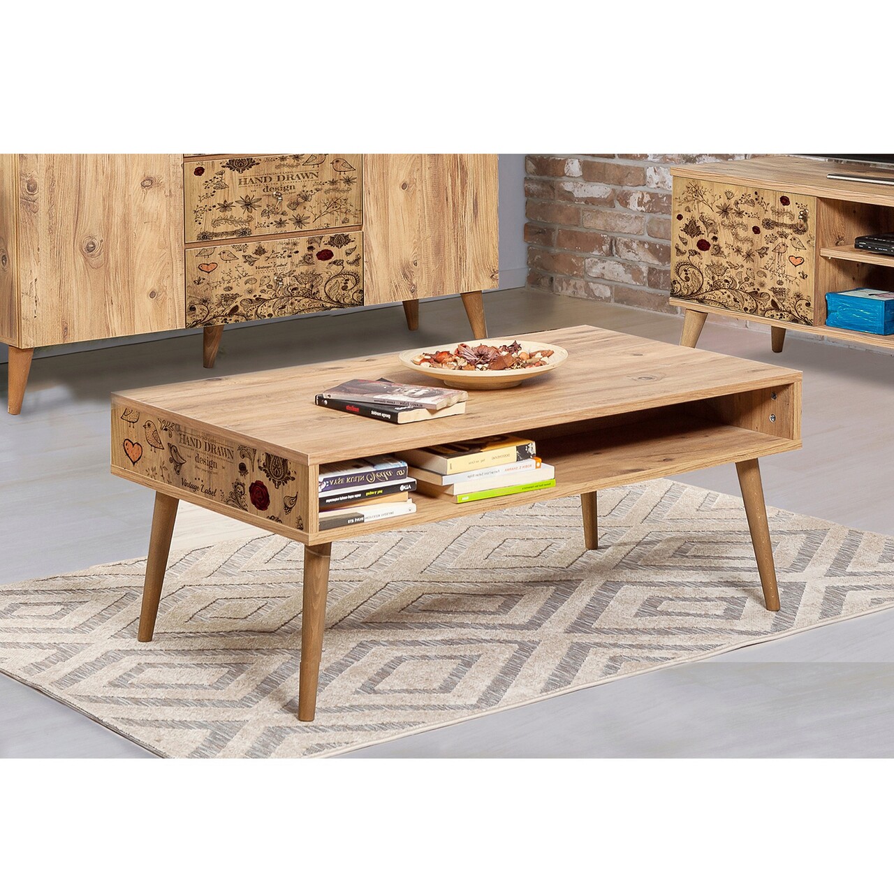 Masuta de cafea, Hanah Home, Viva, 110x45x60 cm, Maro - imagine 5